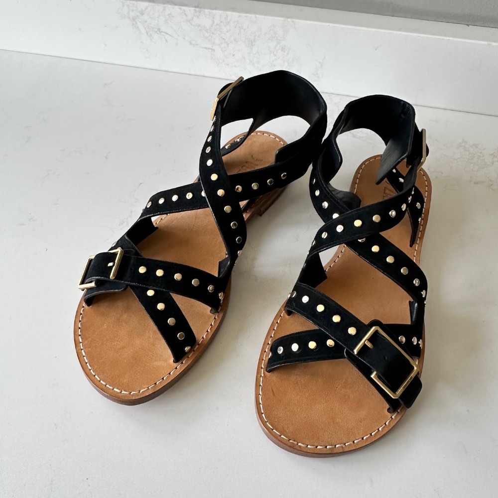 🖤💛 Zadig & Voltaire | Women's Cecilia Studded Strap Sandals ✨ - Picture 7 of 12